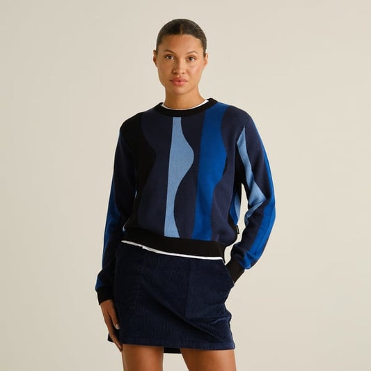 Sweater Arendal - Wavy stripe blue