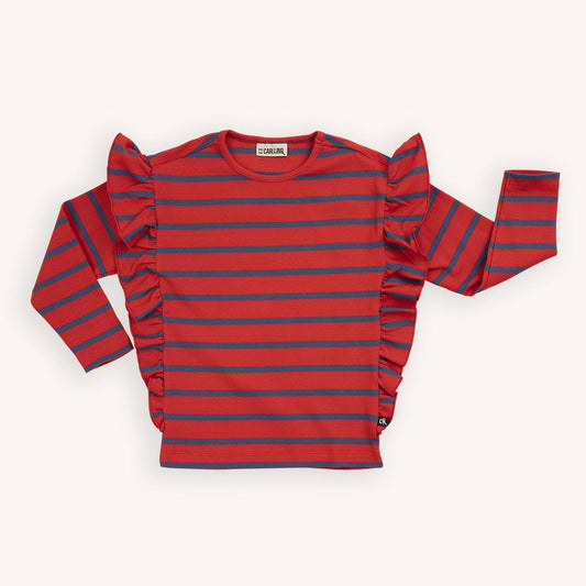 Stripes Red/Blue - Ruffled Longsleeve Top