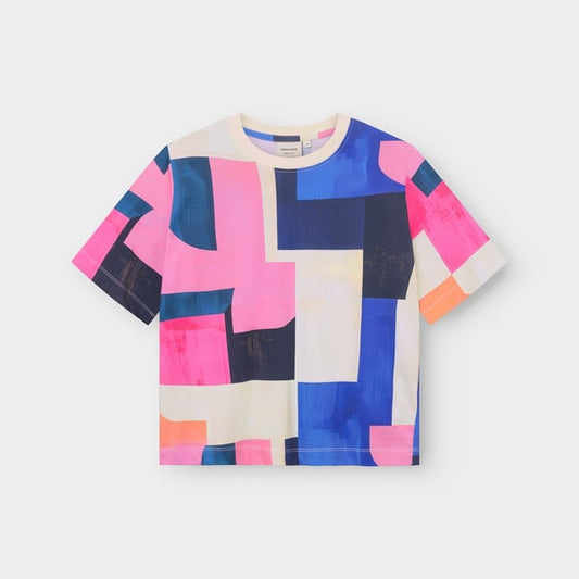 T-shirt Vadstena Abstract Block Multi Color GOTS
