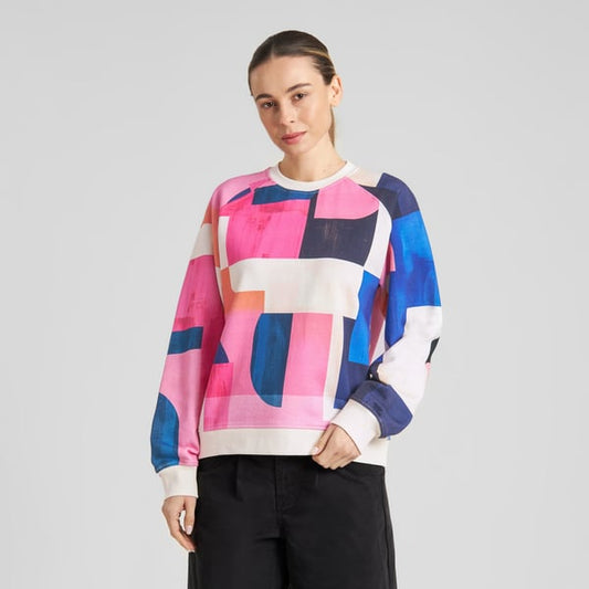 Sweatshirt Ystad Abstract Block Multi Color GOTS