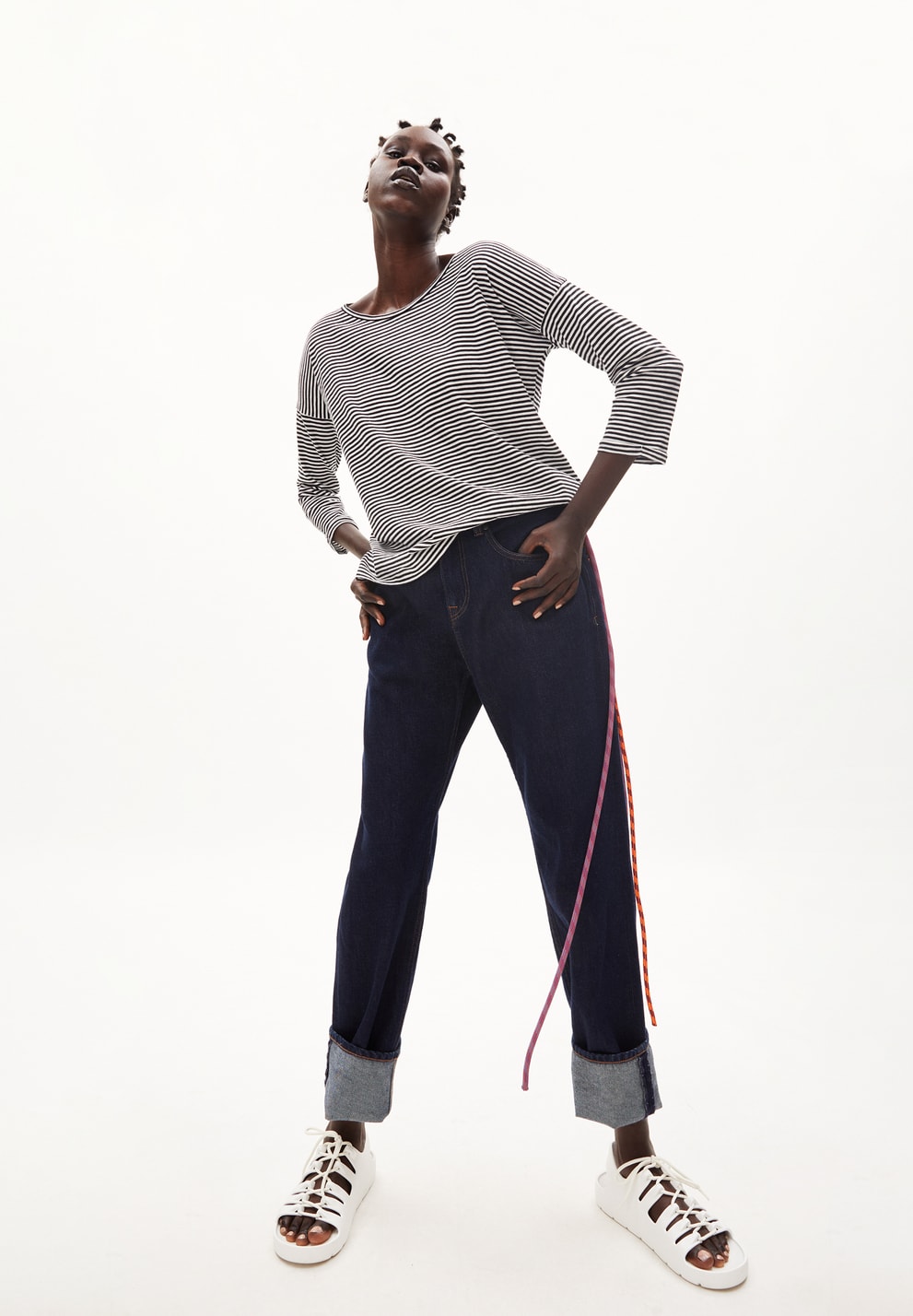 Sianaa Lovely Stripes Longsleeve - Black/Oatmilk