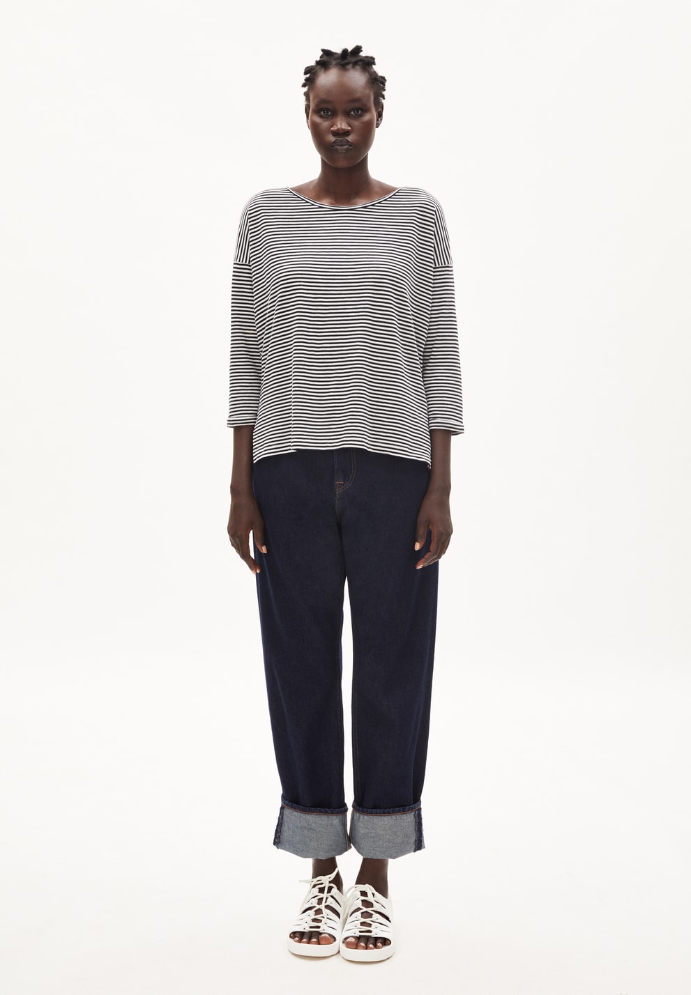 Sianaa Lovely Stripes Longsleeve - Black/Oatmilk