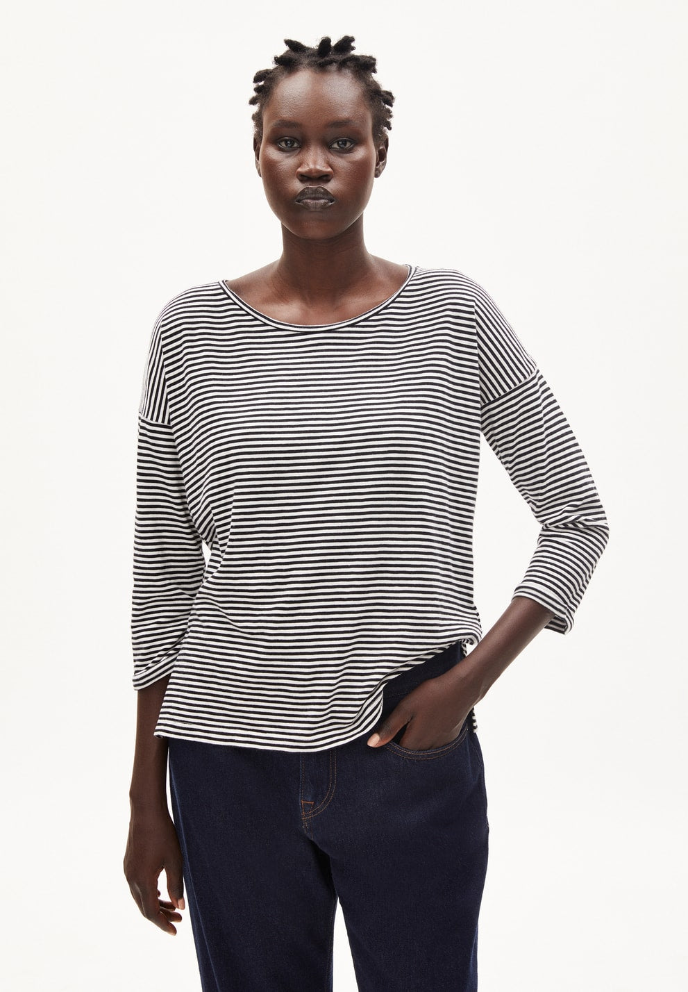 Sianaa Lovely Stripes Longsleeve - Black/Oatmilk