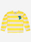 Yellow Stripes Long Gathered - Sleeve T-shirt