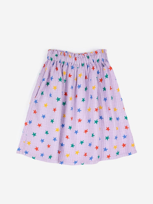 Multicolor Stars All Over - Woven Midi Skirt