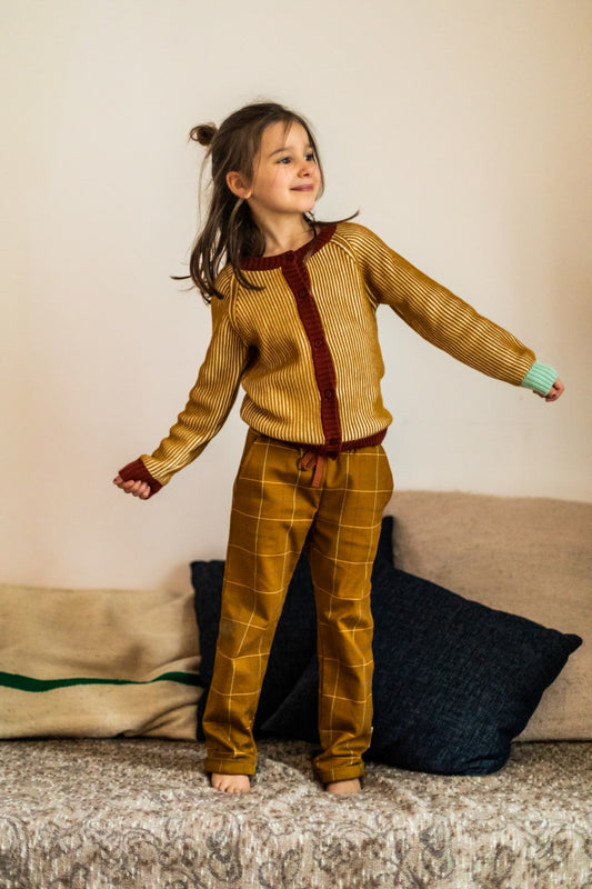 Alice Cardigan - Mustard Stripes