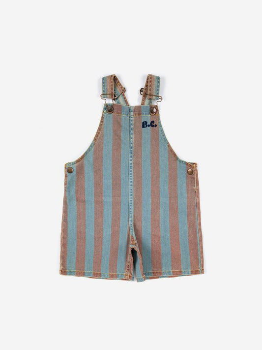 Vertical Stripes - Denim Short Dungaree
