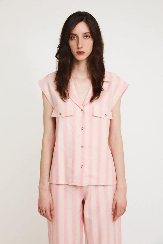 Audrey - Stripes Shirt - Pink Stripes