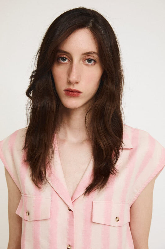 Audrey - Stripes Shirt - Pink Stripes