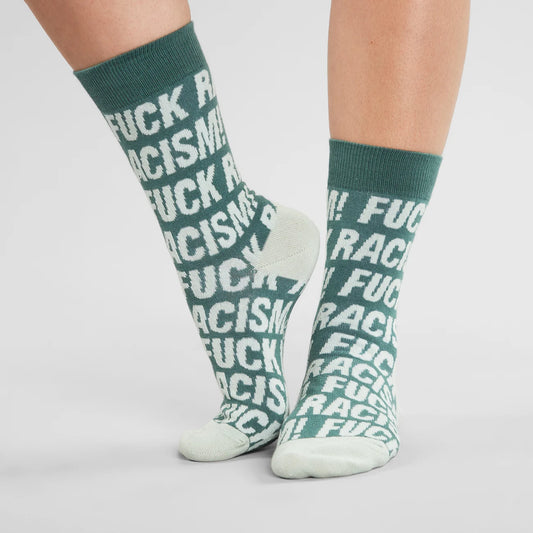 Socks Sigtuna Fuck Racism Pattern - Forest Green