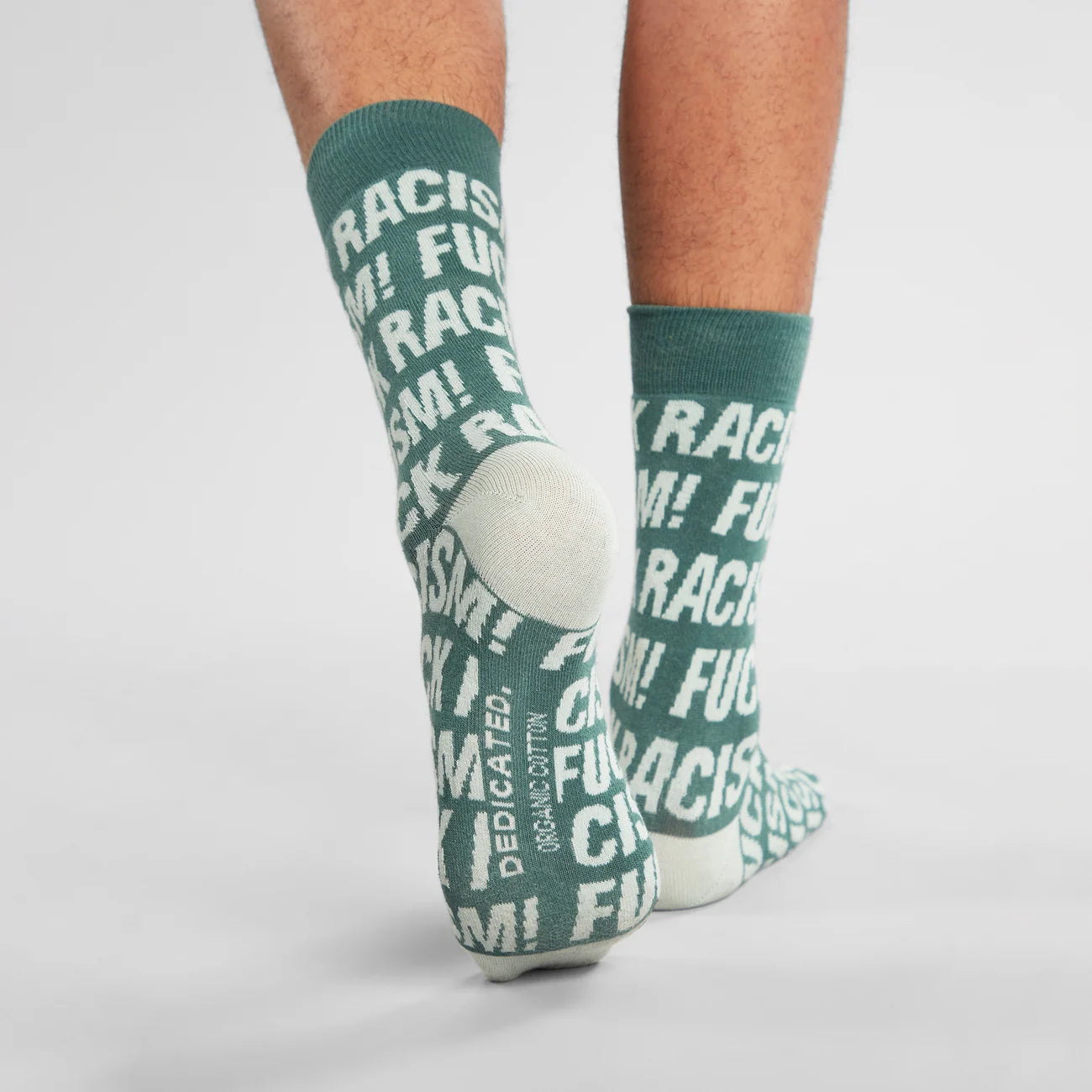 Socks Sigtuna Fuck Racism Pattern - Forest Green