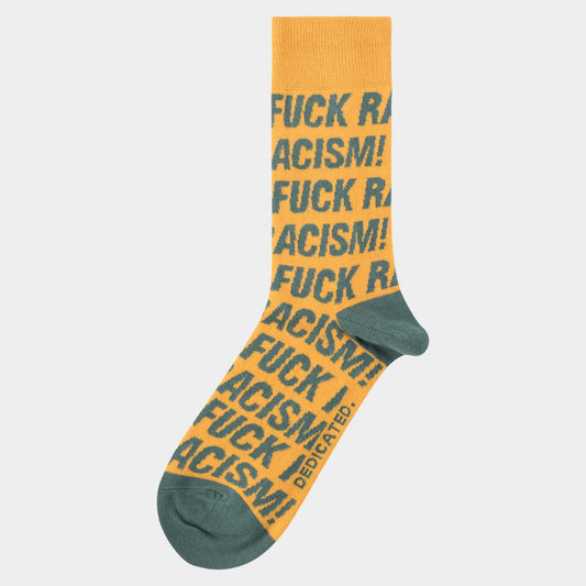Socks Sigtuna Fuck Racism Pattern - Honey Yellow