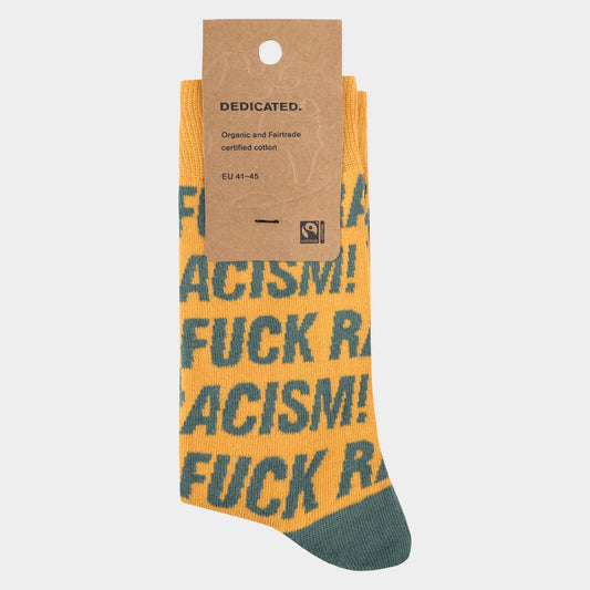 Socks Sigtuna Fuck Racism Pattern - Honey Yellow