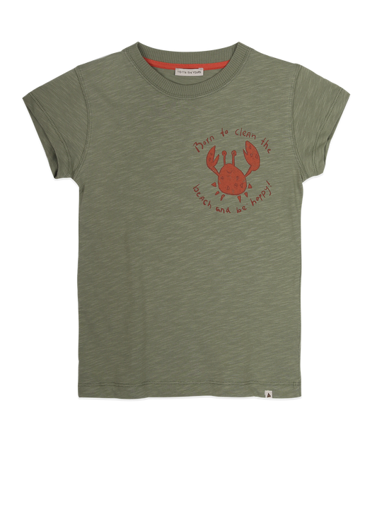 - AM.ZOE.10 T-shirt with short sleeves and happy crab print - Oil Green