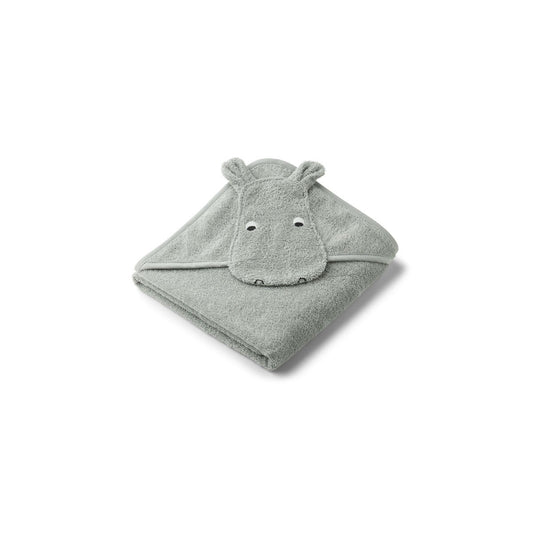 Albert hooded towel Hippo dove blue