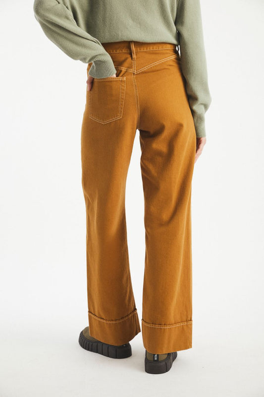 Velde High Loose Jeans With Pockets - Mustard
