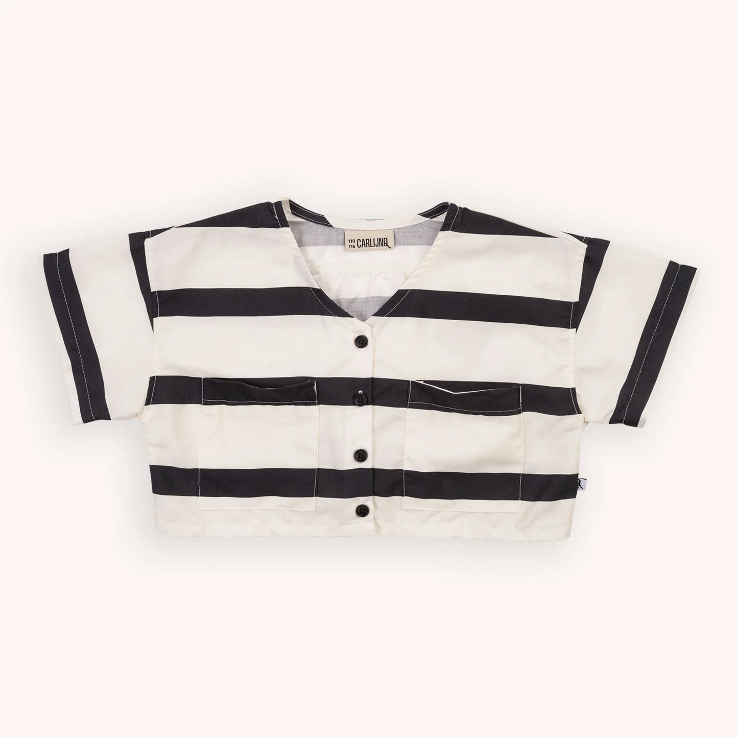 Stripes Black - Cropped Pocket Top