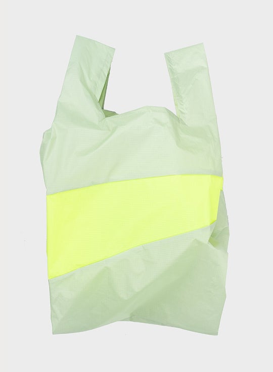 The New Shopping Bag - Pistachio & Fluo Yellow Large