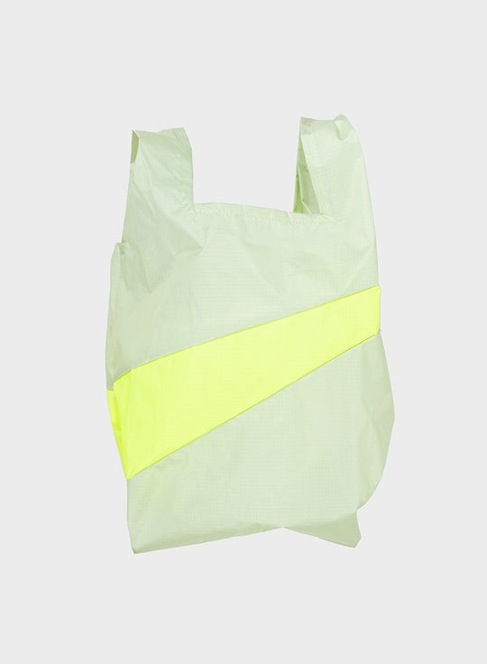 The New Shopping Bag - Pistachio & Fluo Yellow Medium