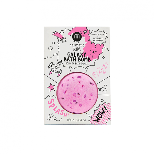 Colouring And Soothing Galaxy Bath Bomb For Kids - Cosmic B - Pink With Purple Dots