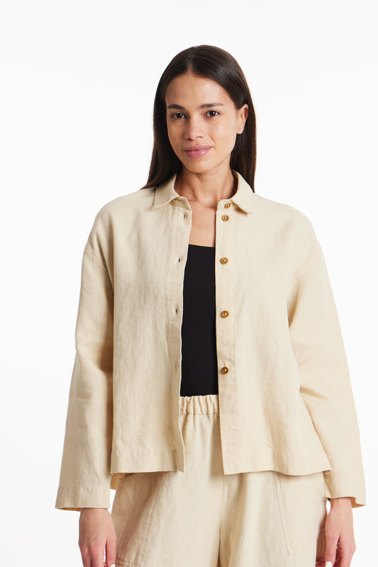 Daria Linen Overshirt - Sand