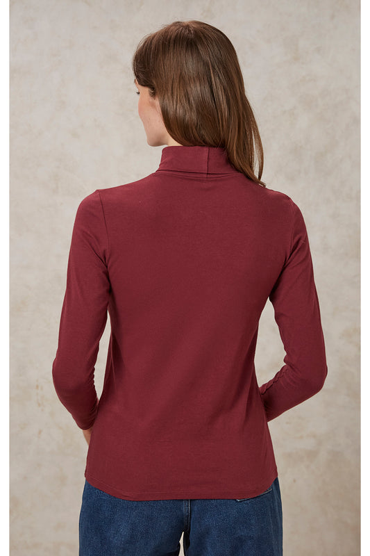 Laila Roll Neck Top - Burgundy