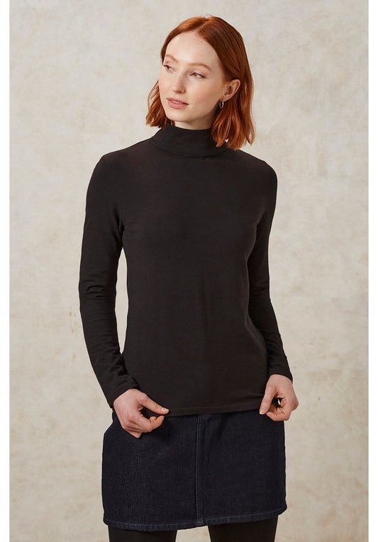 Laila Roll Neck Top - Black