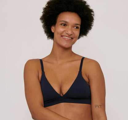 Organic Cotton Triangle Bra - Navy