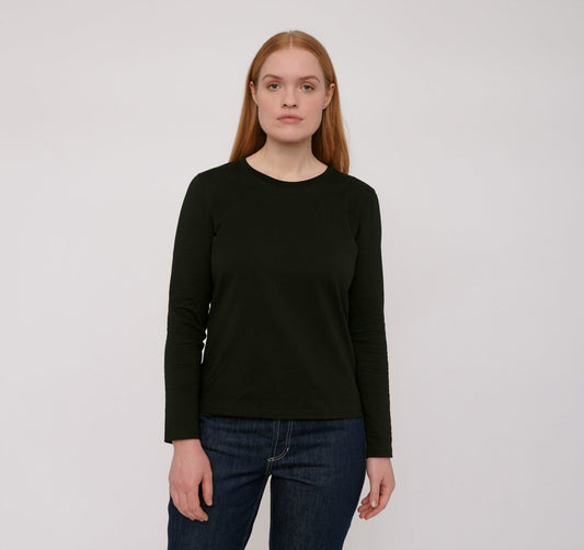 Organic Cotton Women's Long-Sleeve Tee - Black