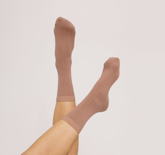 Organic Cotton Rib Socks 2-pack - Dusty Rose